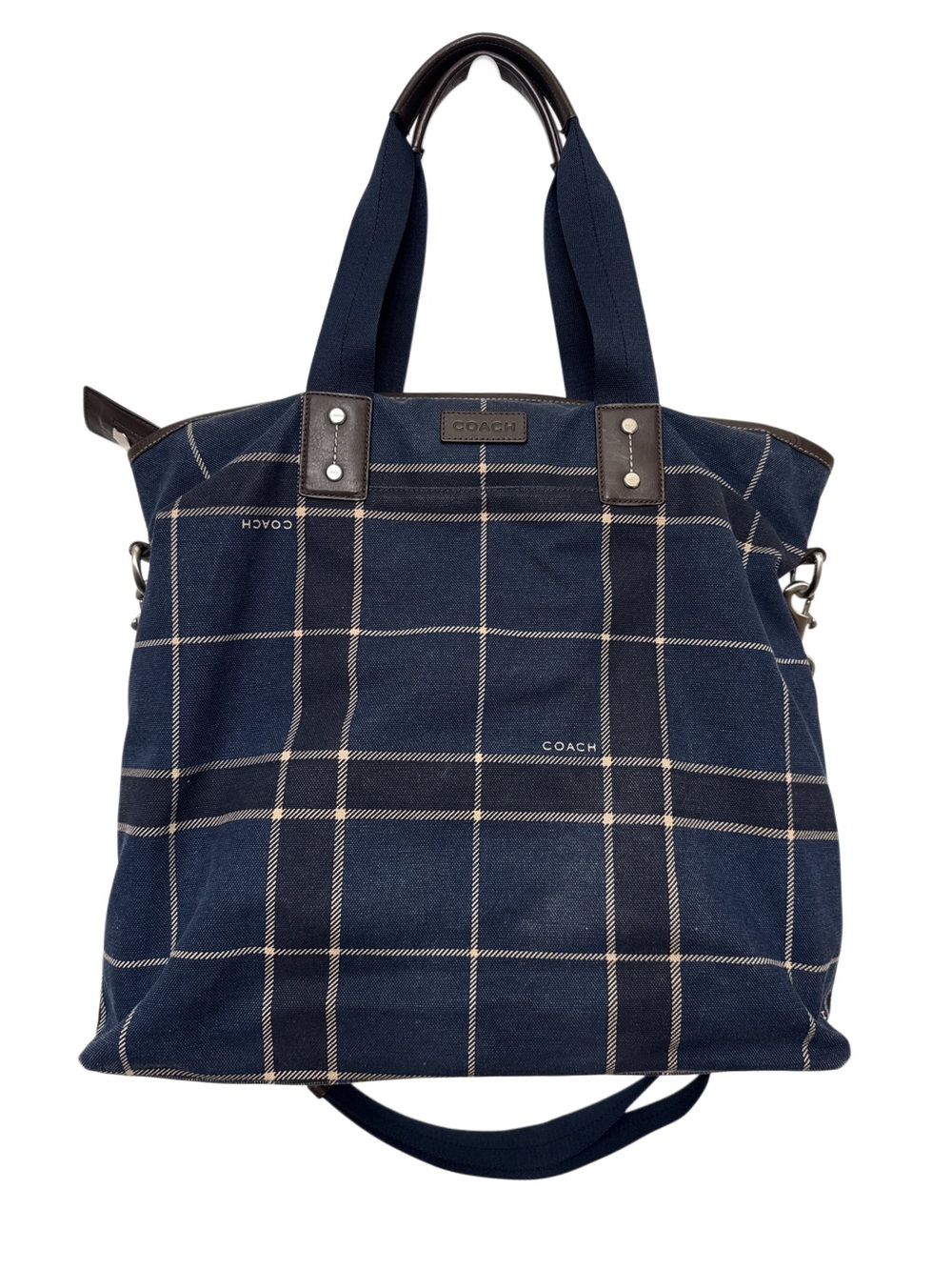 COACH HERITAGE WEB CANVAS TATTERSALL TOTE